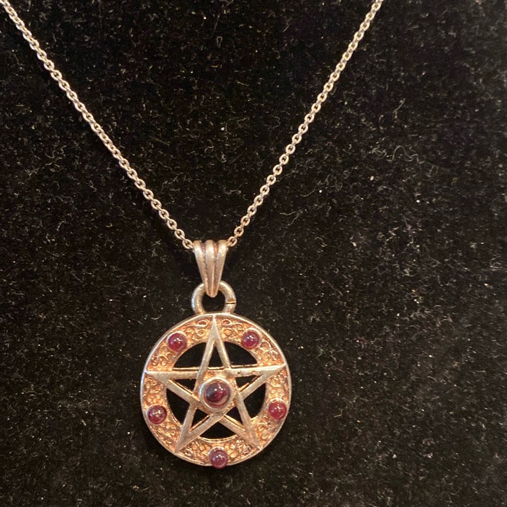 Pentagram with Brown Stones Necklace
